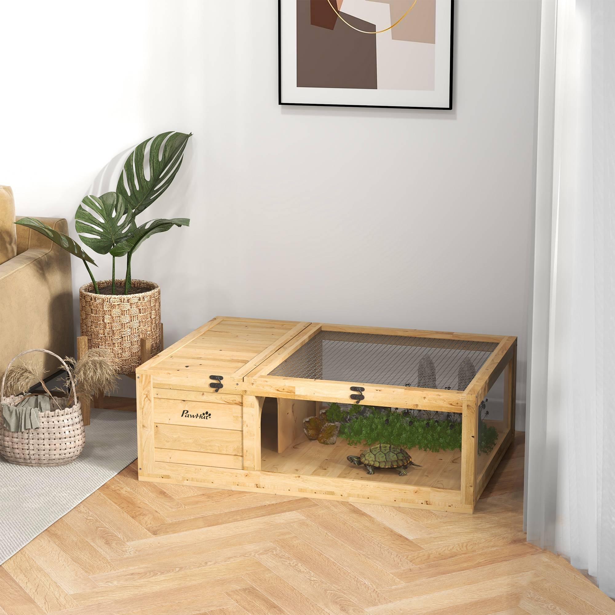 Enclos pour tortue bois jaune 91 x 60.5 x 32 cm - PANGIVO - Image 3