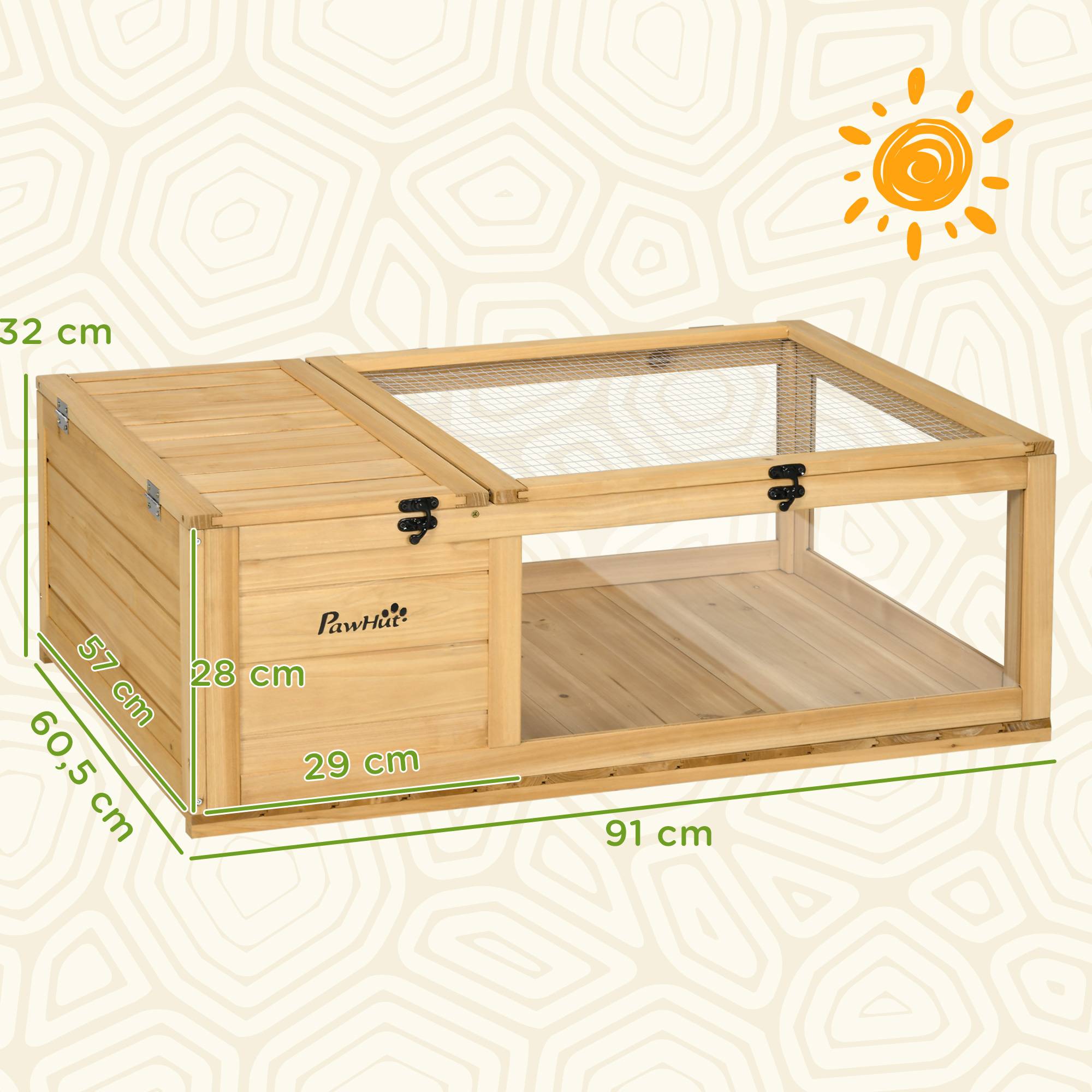 Enclos pour tortue bois jaune 91 x 60.5 x 32 cm - PANGIVO - Image 5
