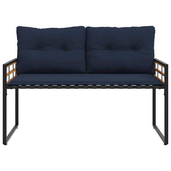 Canapé de Jardin 2 Places Acacia Robuste et Acier Coussin Bleu Marine – ComfortXL Outdoor Living - Image 4