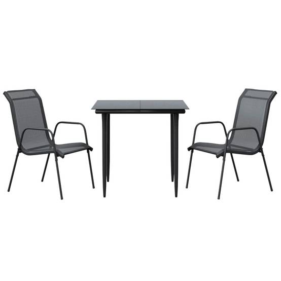 Vidaxl - Ensemble à manger de jardin 3 pcs noir textilène et acier vidaXL 3200682 - Image 2