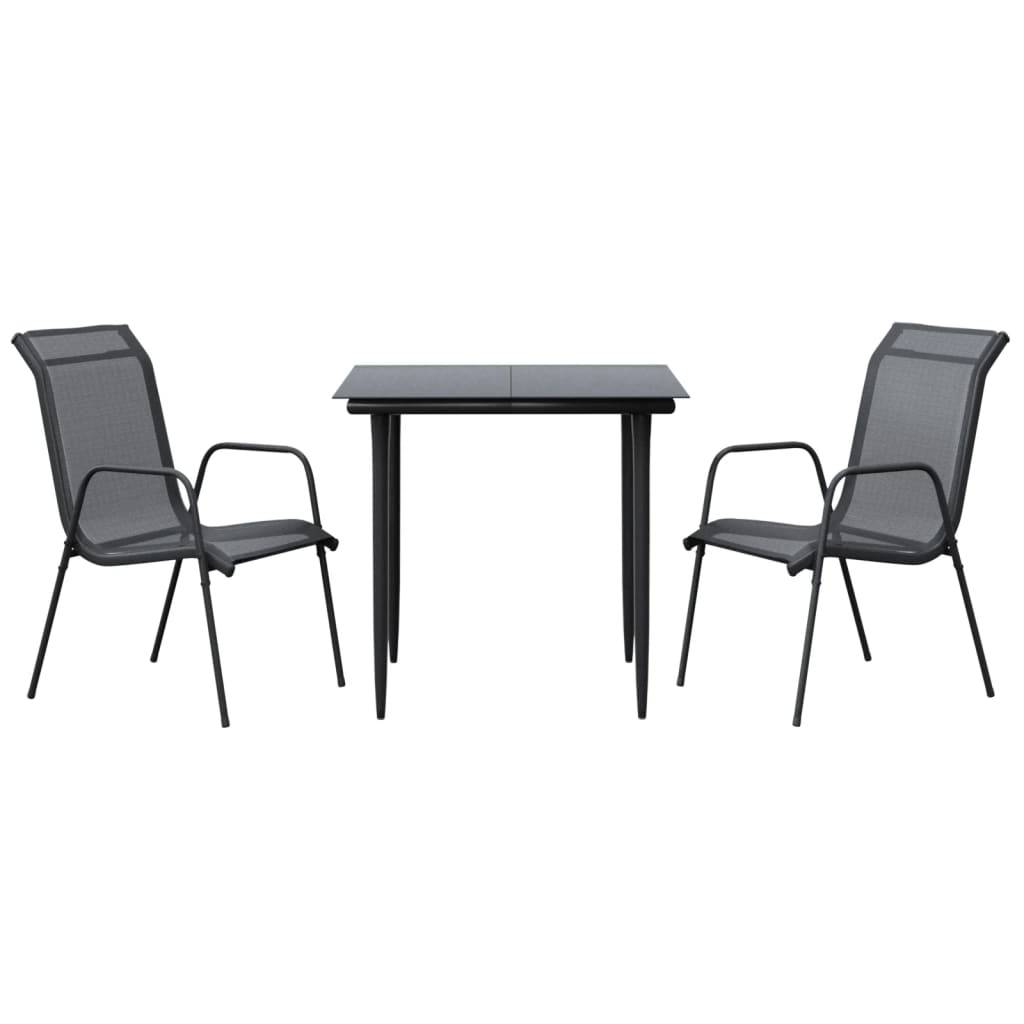 Vidaxl - Ensemble à manger de jardin 3 pcs noir textilène et acier vidaXL 3200682 - Image 2