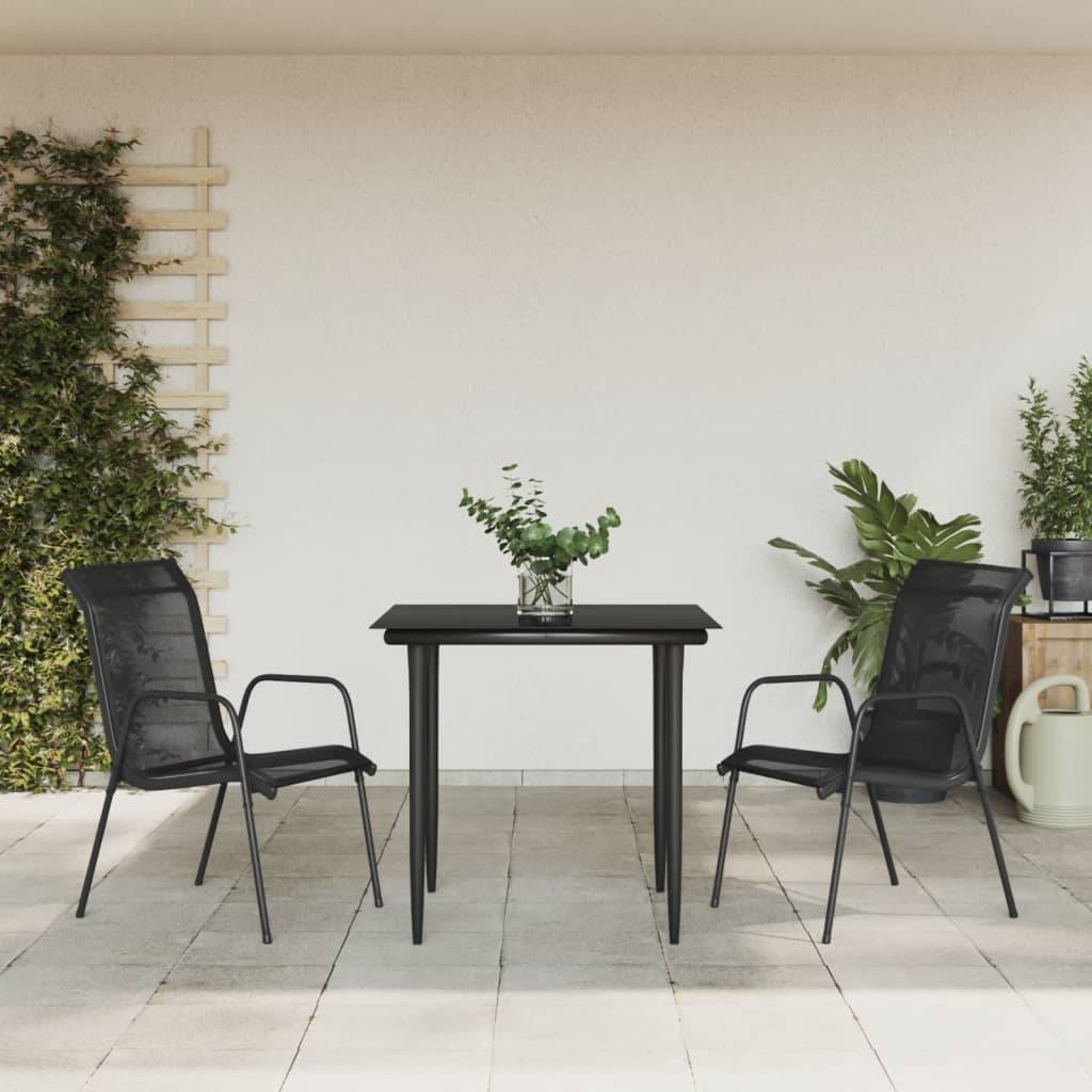 Vidaxl - Ensemble à manger de jardin 3 pcs noir textilène et acier vidaXL 3200682 - Image 1
