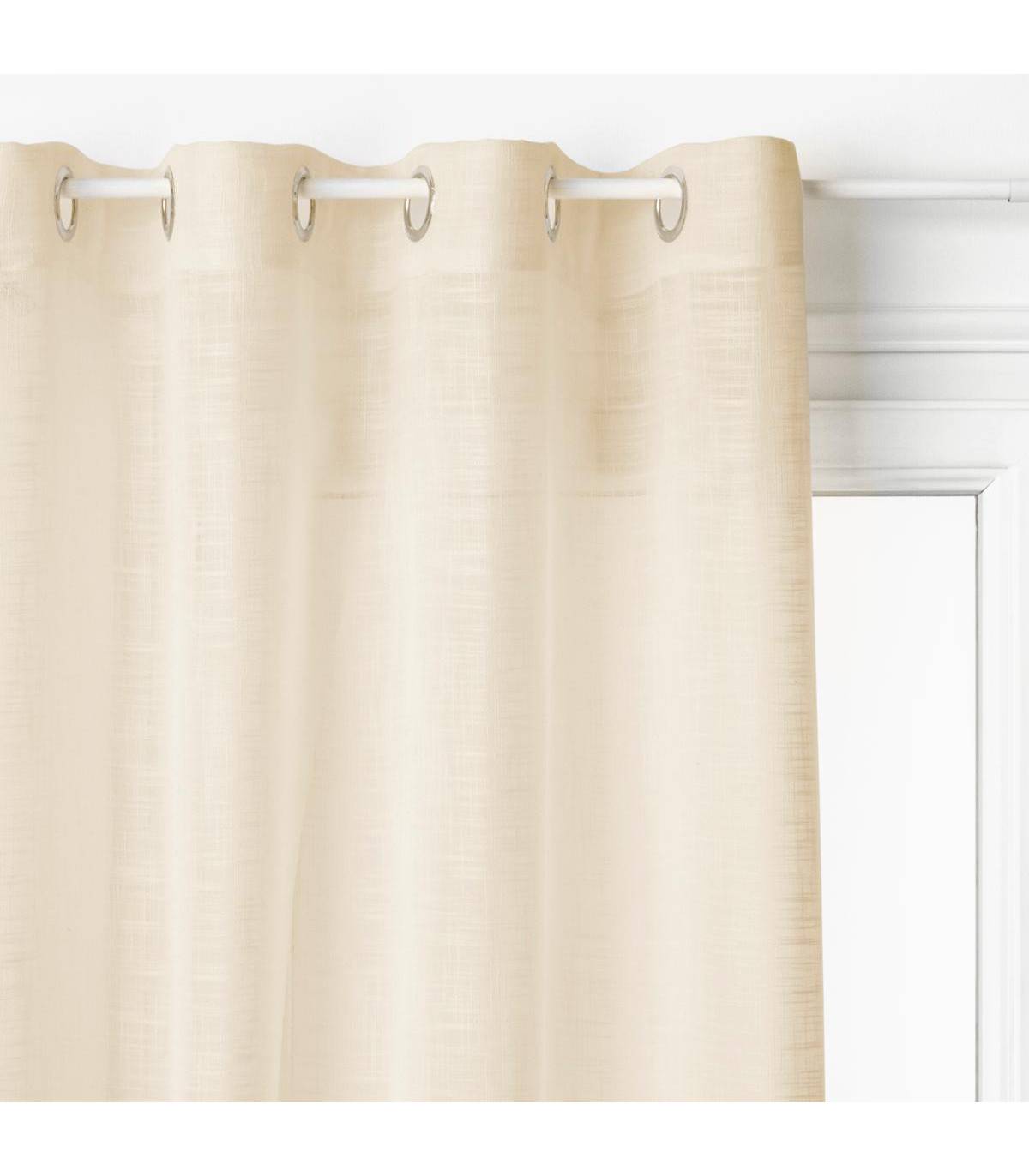 Voilage à œillets Beige Lin aspect satiné 140 x 240 cm - Imagen 1