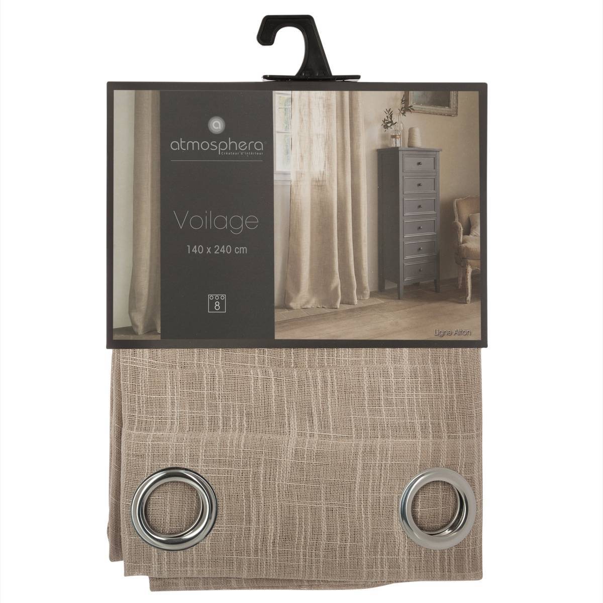 Atmosphera - Voilage "Alton" beige 140x240cm - Atmosphera Créateur d'intérieur - Imagen 4