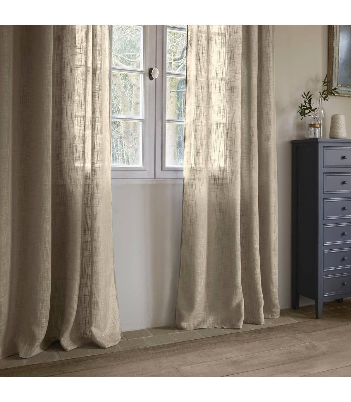 Voilage à œillets Beige Lin aspect satiné 140 x 240 cm - Imagen 4