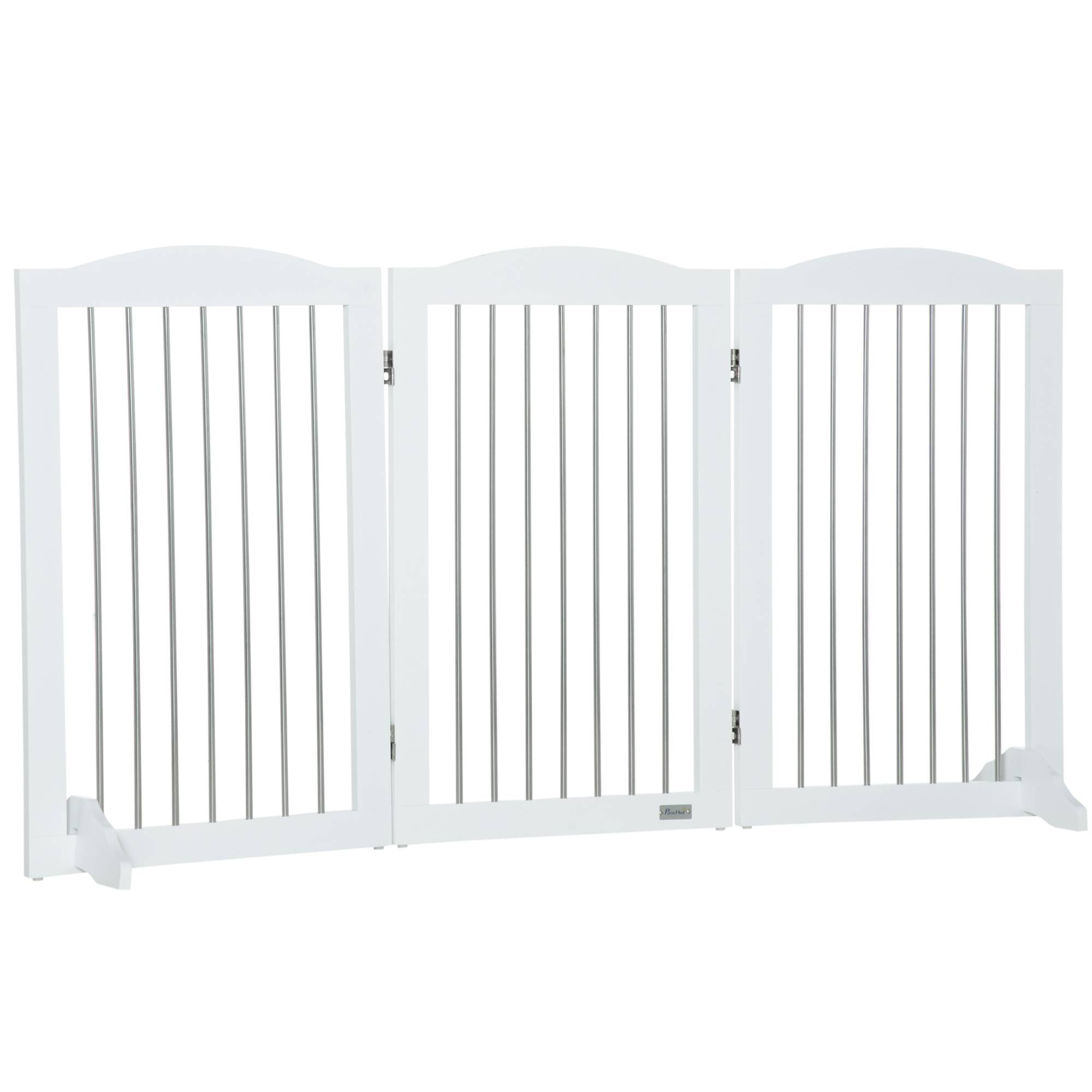 Barrière de sécurité pour chien pour escaliers et portes, pliable avec pieds de support, 154 x 30 x 80 cm, blanche - Image 2