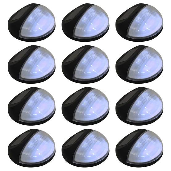 Lampe d'extérieur - Lampe de jardin solaire murale à LED 12 pcs Rond Noir - Image 2