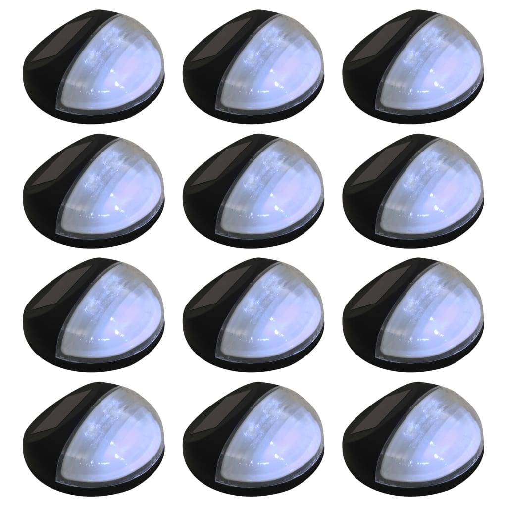 Lampe d'extérieur - Lampe de jardin solaire murale à LED 12 pcs Rond Noir - Image 2