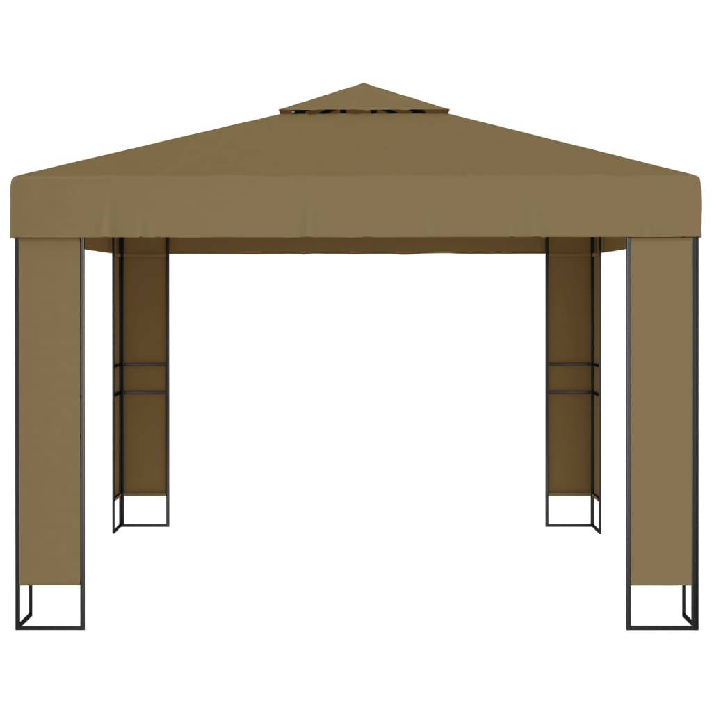 Tonnelle de Jardin Acier avec Double Toit et Éclairage LED Solaire pour Fêtes Taupe 3x3 m – ComfortXL Outdoor Living - Imagen 4