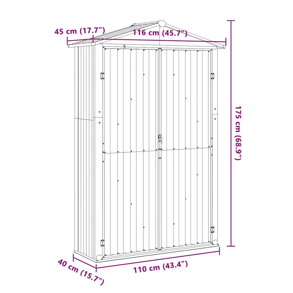 PANGIVO - Abri de jardin avec étagères - Acier galvanisé anthracite - 116x45x175 cm - Surface au sol 0,52m² - PANGIVO - Image 10