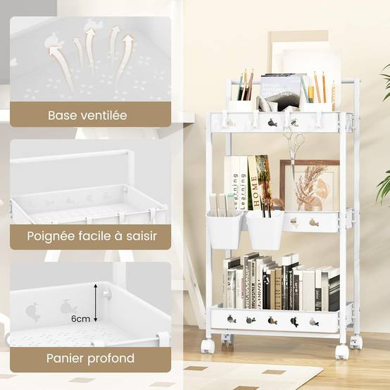 Chariot de rangement à 4 étages en acrylique transparent avec roues verrouillables pour l'organisation de la salle de bain et de la cuisine Chariot de rangement à 4 étages en acrylique transparent avec roues verrouillables pour l'organisation de la salle de bain et de la cuisine