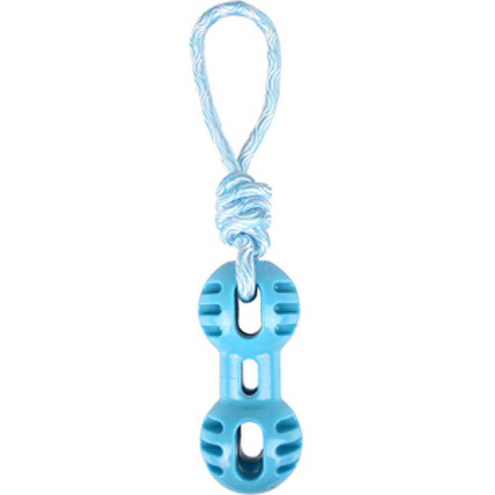 jeux Haltère + corde à tirer bleu 34.5 cm. RUDO. en TPR. pour chien. - Imagen 3