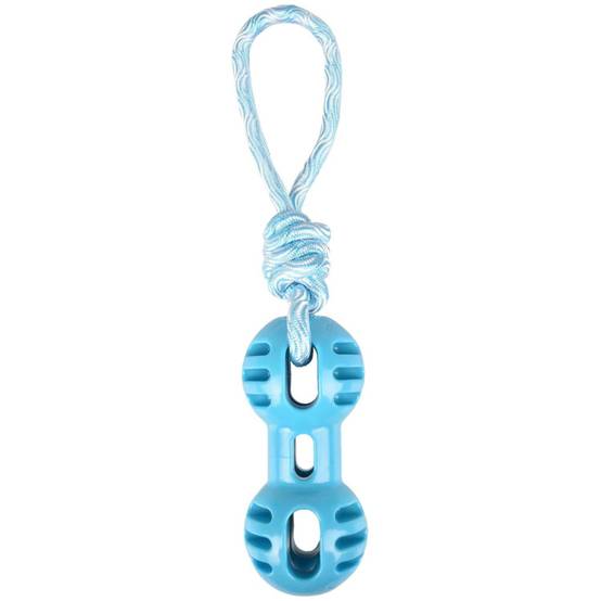 Flamingo - Jouet pour chien haltère + corde à tirer en TPR 34,5 cm bleu – Flamingo - Imagen 1