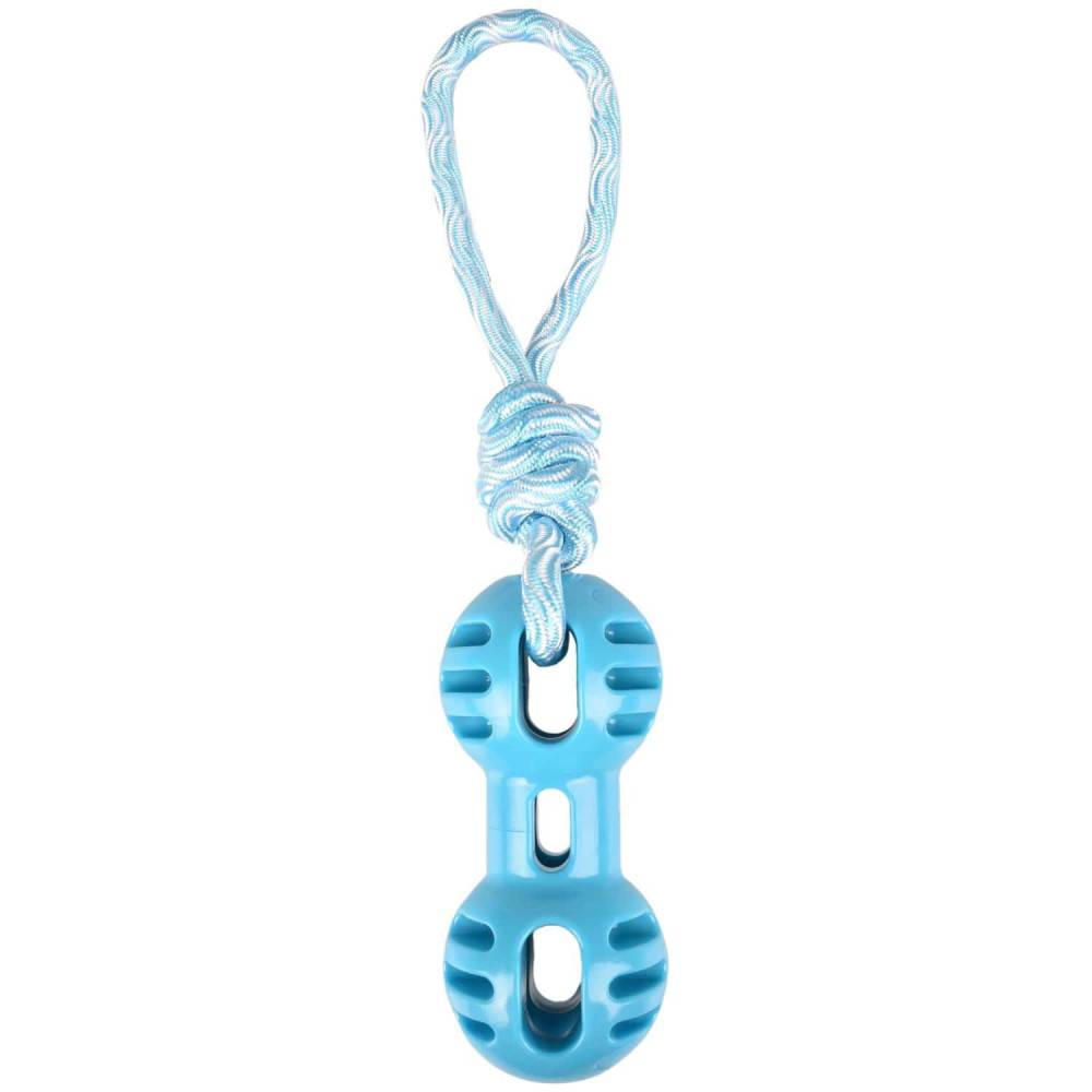 jeux Haltère + corde à tirer bleu 34.5 cm. RUDO. en TPR. pour chien. - Imagen 1