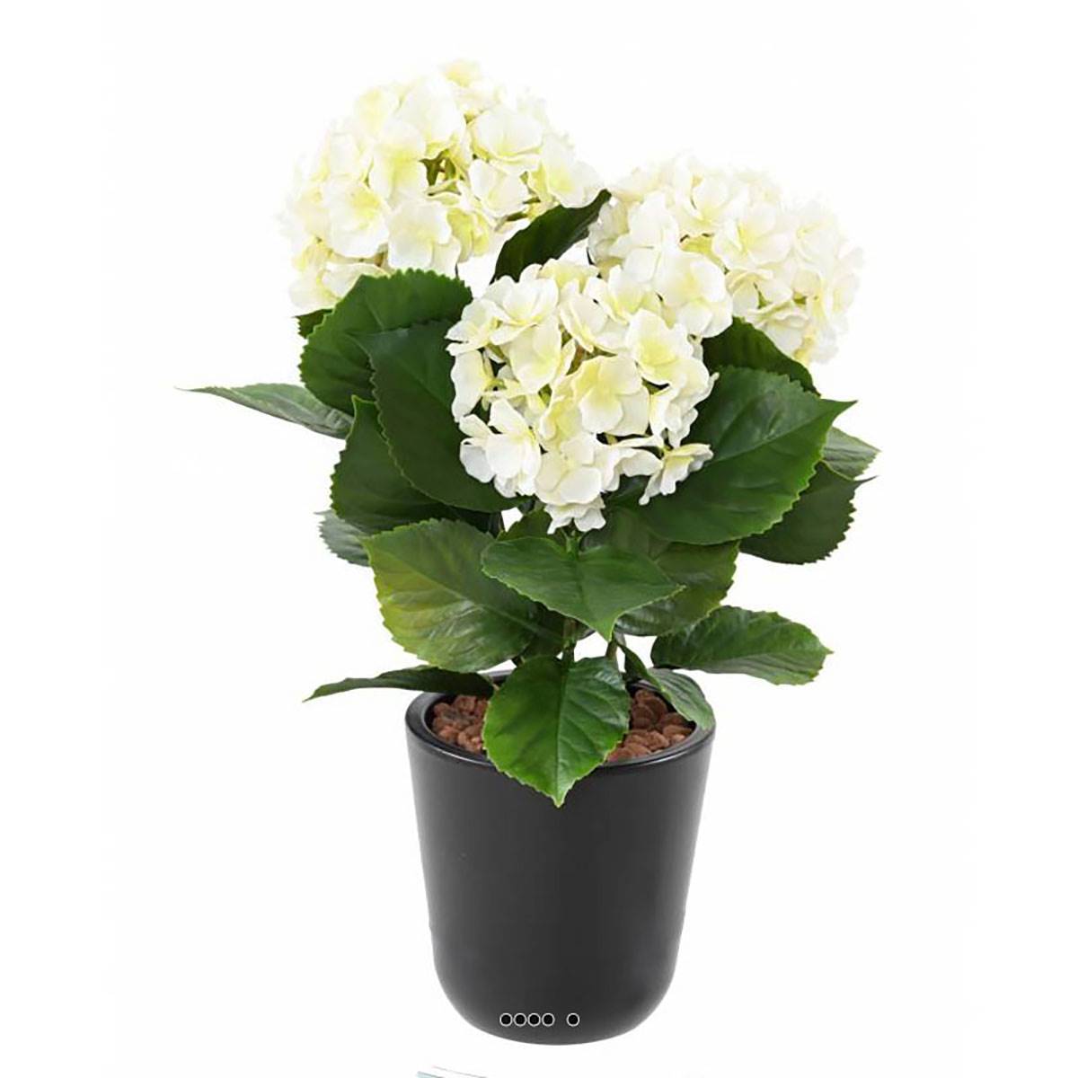 Artificielles - Hortensia artificiel 3 têtes en piquet pour extérieur H 45 cm Blanc - couleur: Blanc neige - Imagen 2