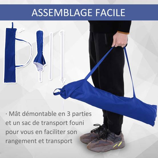 ComfortXL - Parasol inclinable octogonal polyester famille protection UV bleu Ø160 cm - ComfortXL Outdoor Living - Image 9
