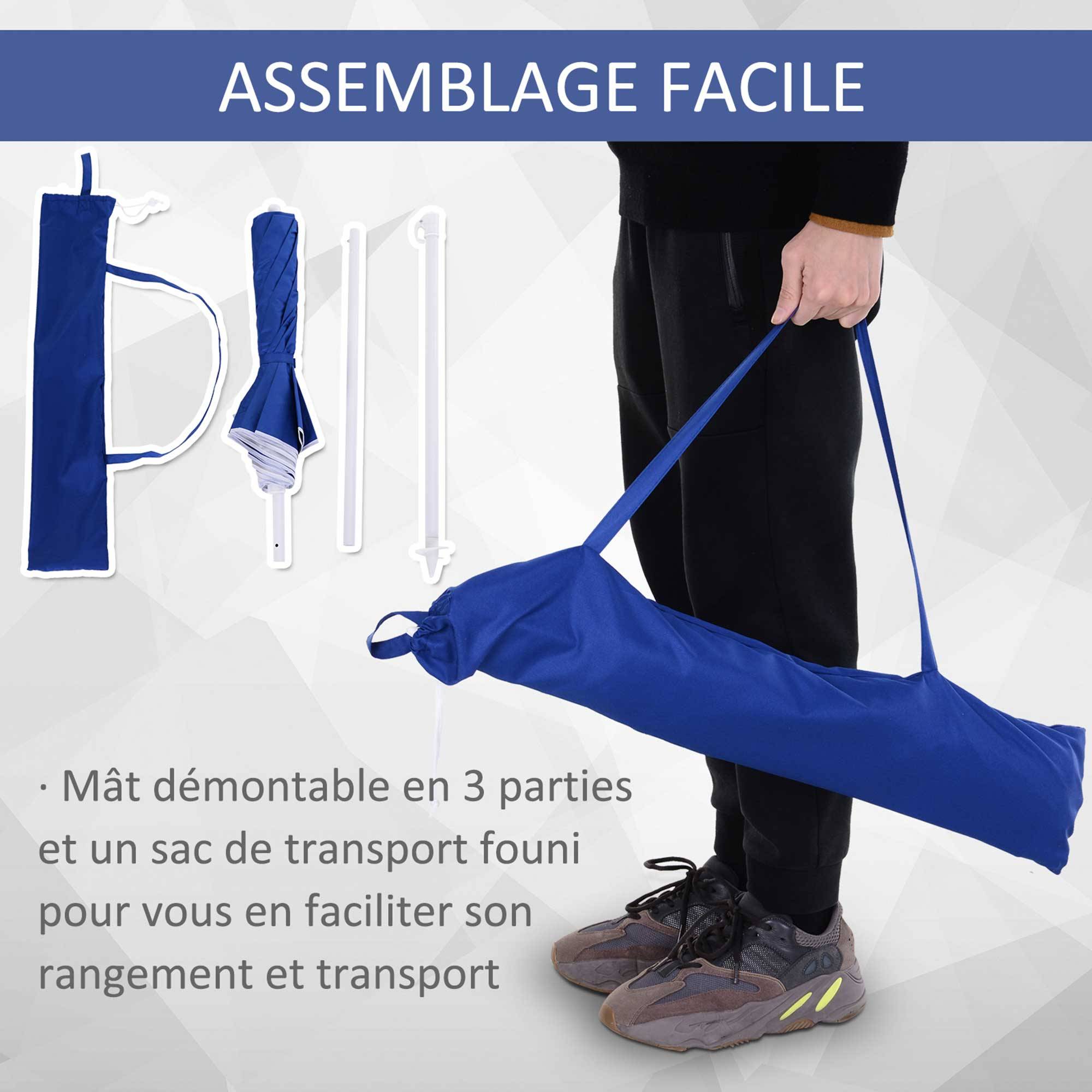 ComfortXL - Parasol inclinable octogonal polyester famille protection UV bleu Ø160 cm - ComfortXL Outdoor Living - Image 9