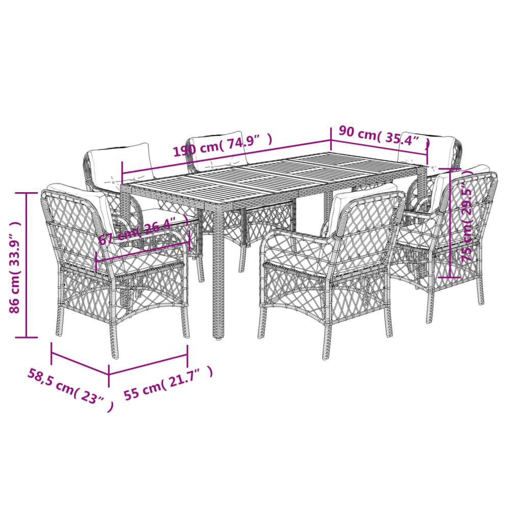 Table et Chaises de Jardin 6 Personnes Résine Noire Plateau Bois Acacia 190cm – ComfortXL Outdoor Living - Image 7