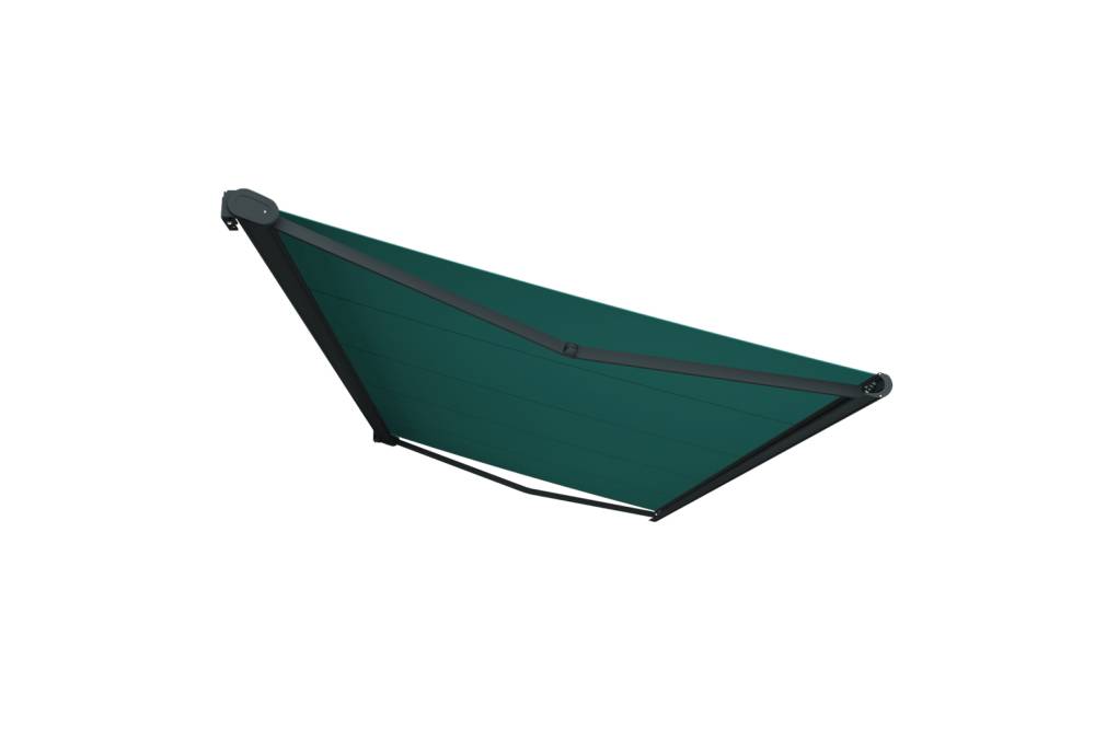 Ombrazur - Store banne Coffre intégral PROTECT 2 Gris Anthracite 6x3,5m Motorisé à  télécommande - Toile Vert