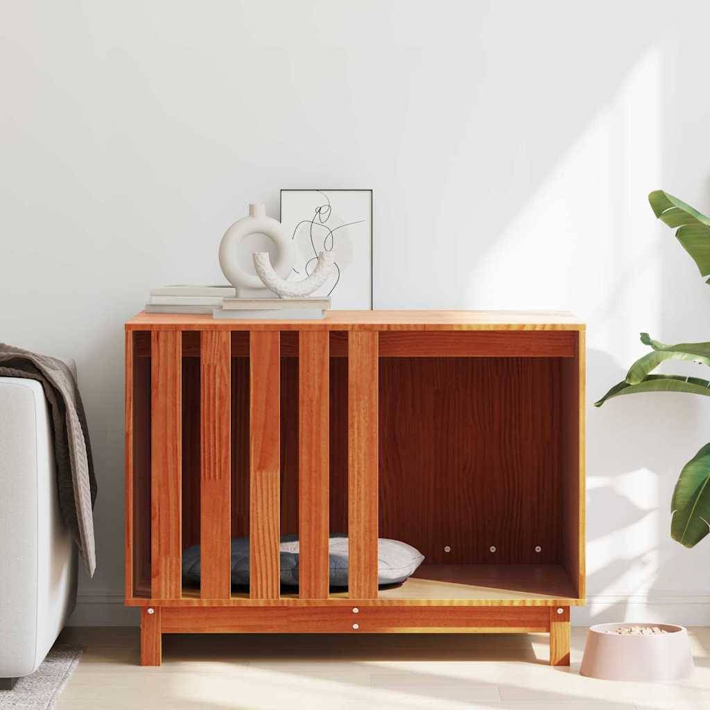 Maison Chien Pin Massif Design Moderne Abri Intérieur Durable Brun - ComfortXL Outdoor Living - Image 1