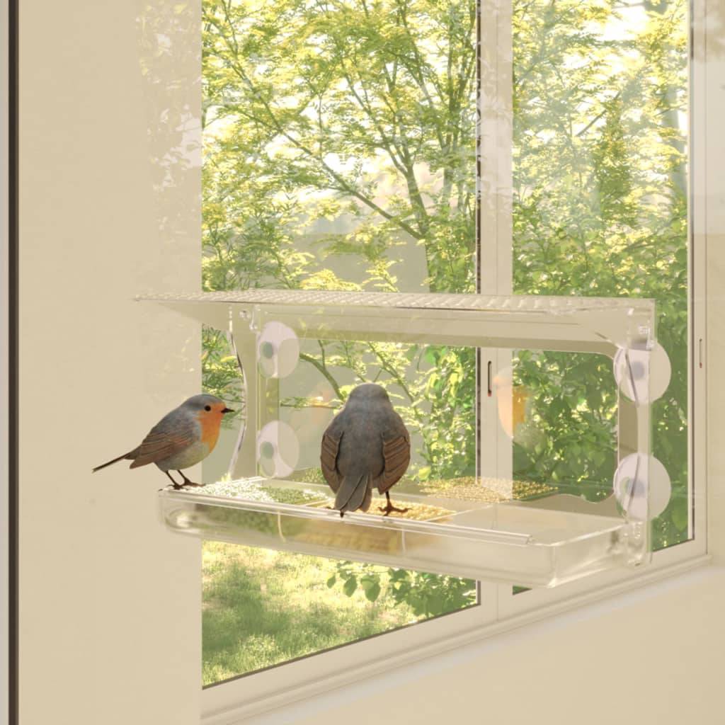 Lot de 2 Mangeoires de fenêtre pour oiseaux Acrylique transparent à ventouses – ComfortXL Pet Living - Image 1