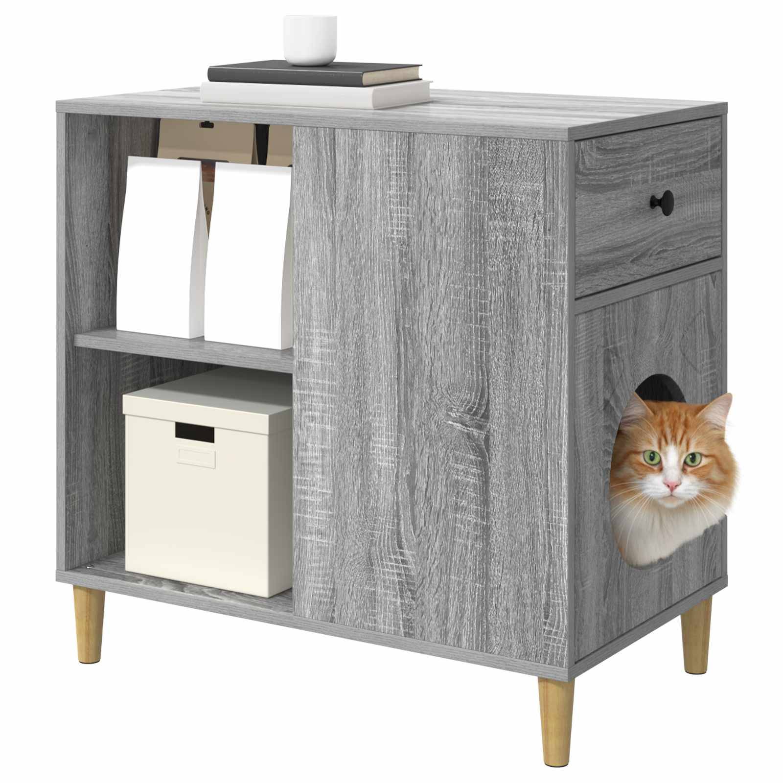 Vidaxl - Maison pour chat Gris Sonoma 72 x 42.5 x 70 cm vidaXL 8000686 - Image 4