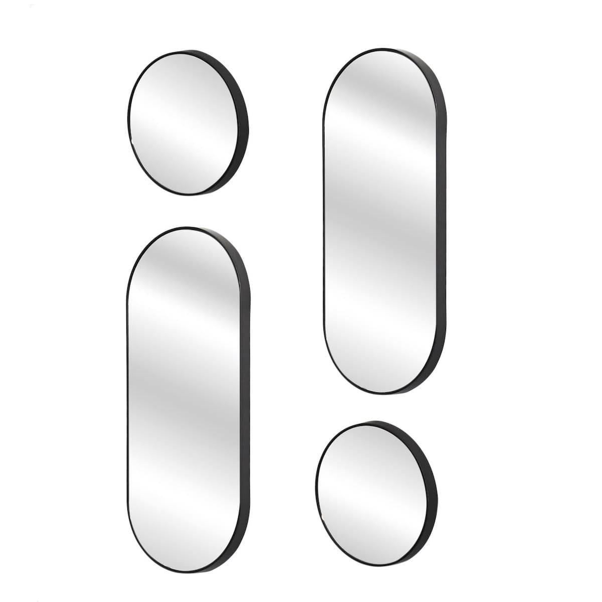 ALTOBUY - Ensemble de 4 Miroirs Déco Ronds et Ovale Noir - VILON