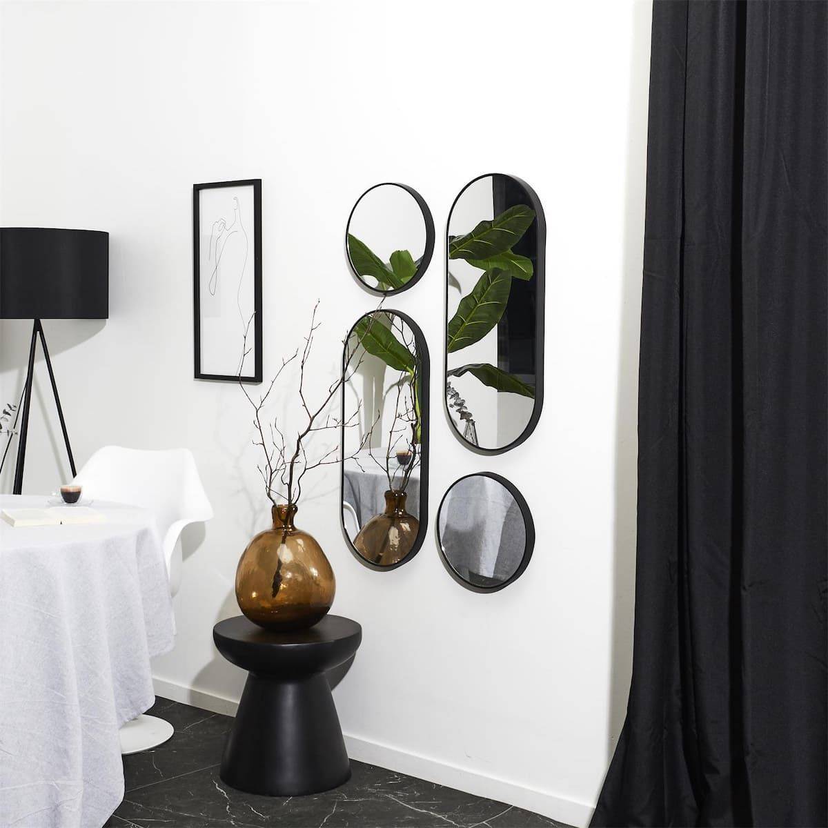 ALTOBUY - Ensemble de 4 Miroirs Déco Ronds et Ovale Noir - VILON - Image 2