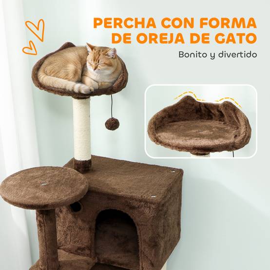 Arbre à Chat Grande Hauteur en Peluche avec Niches Hamac et Griffoirs 160 cm Marron - ComfortXL Outdoor Living - Image 7