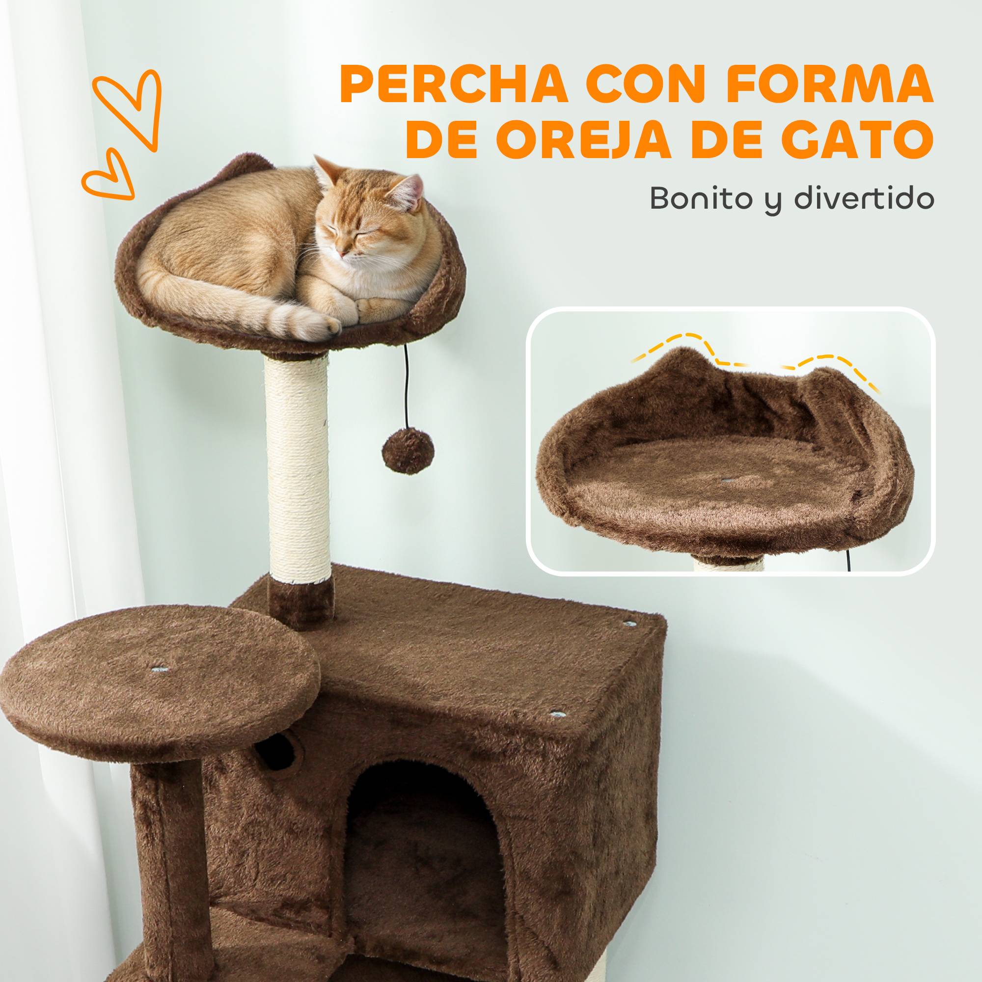 Arbre à Chat Grande Hauteur en Peluche avec Niches Hamac et Griffoirs 160 cm Marron - ComfortXL Outdoor Living - Image 7
