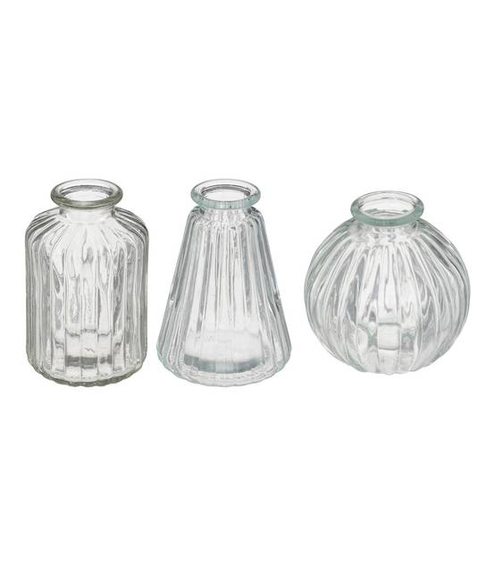 Lot de 3 Vases Soliflores en Verre strié - Image 1