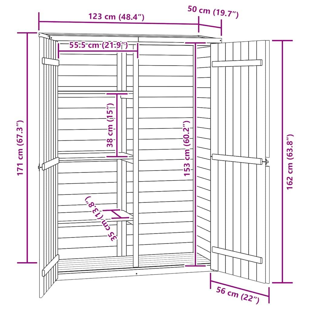 Vidaxl - Abri à outils de jardin 123x50x171 cm Pinède imprégnée vidaXL 46361 - Image 3