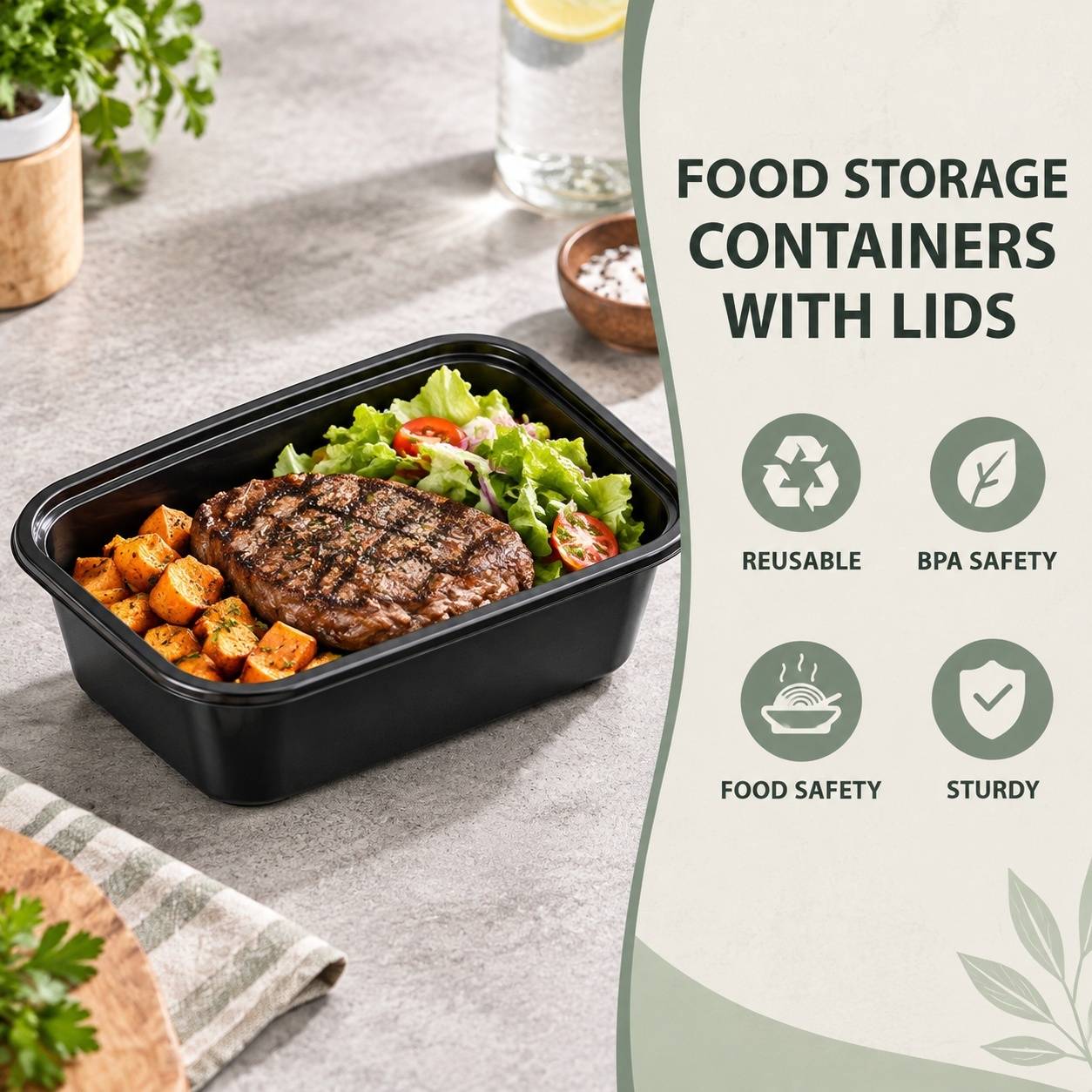 Lot de 50 Boîtes Repas 946 ml avec Couvercle Réutilisables - Image 3