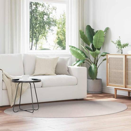 Grand Tapis de Salon Doux en Polyester Lavable en Machine et Antidérapant Couleur Sable 140x200 cm – ComfortXL Outdoor Living - Image 1