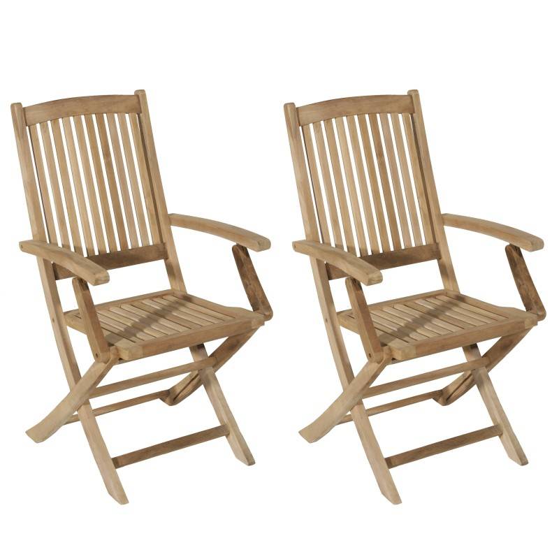 FUN - Ensemble de 2 fauteuils de jardin Lombock en bois Teck - Image 1