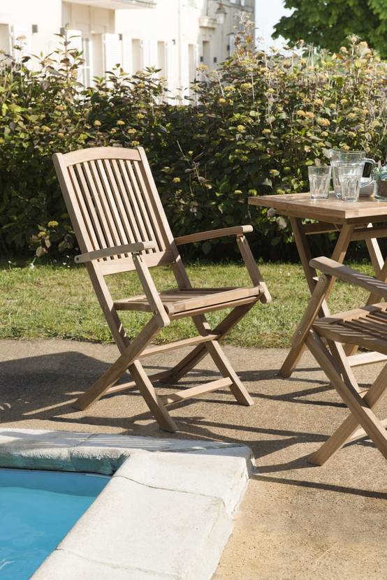 FUN - Ensemble de 2 fauteuils de jardin Lombock en bois Teck - Image 2