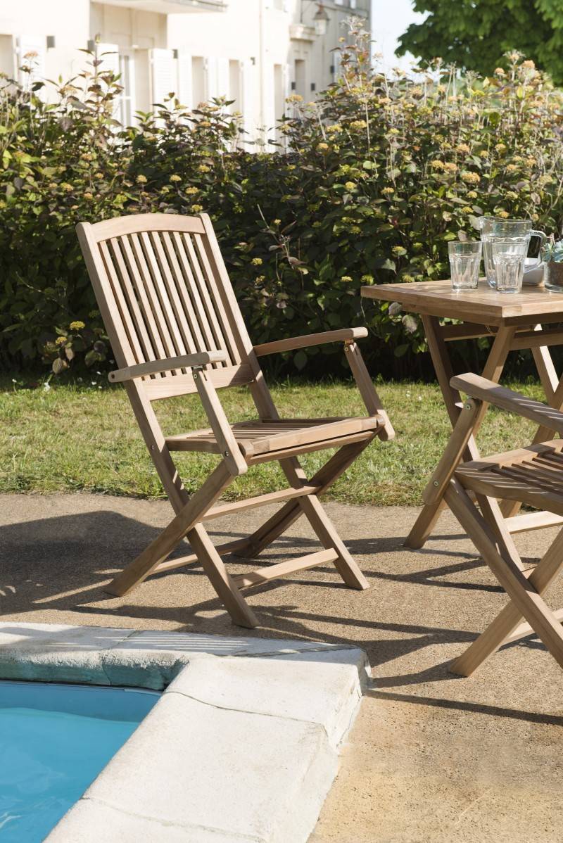 FUN - Ensemble de 2 fauteuils de jardin Lombock en bois Teck - Image 2
