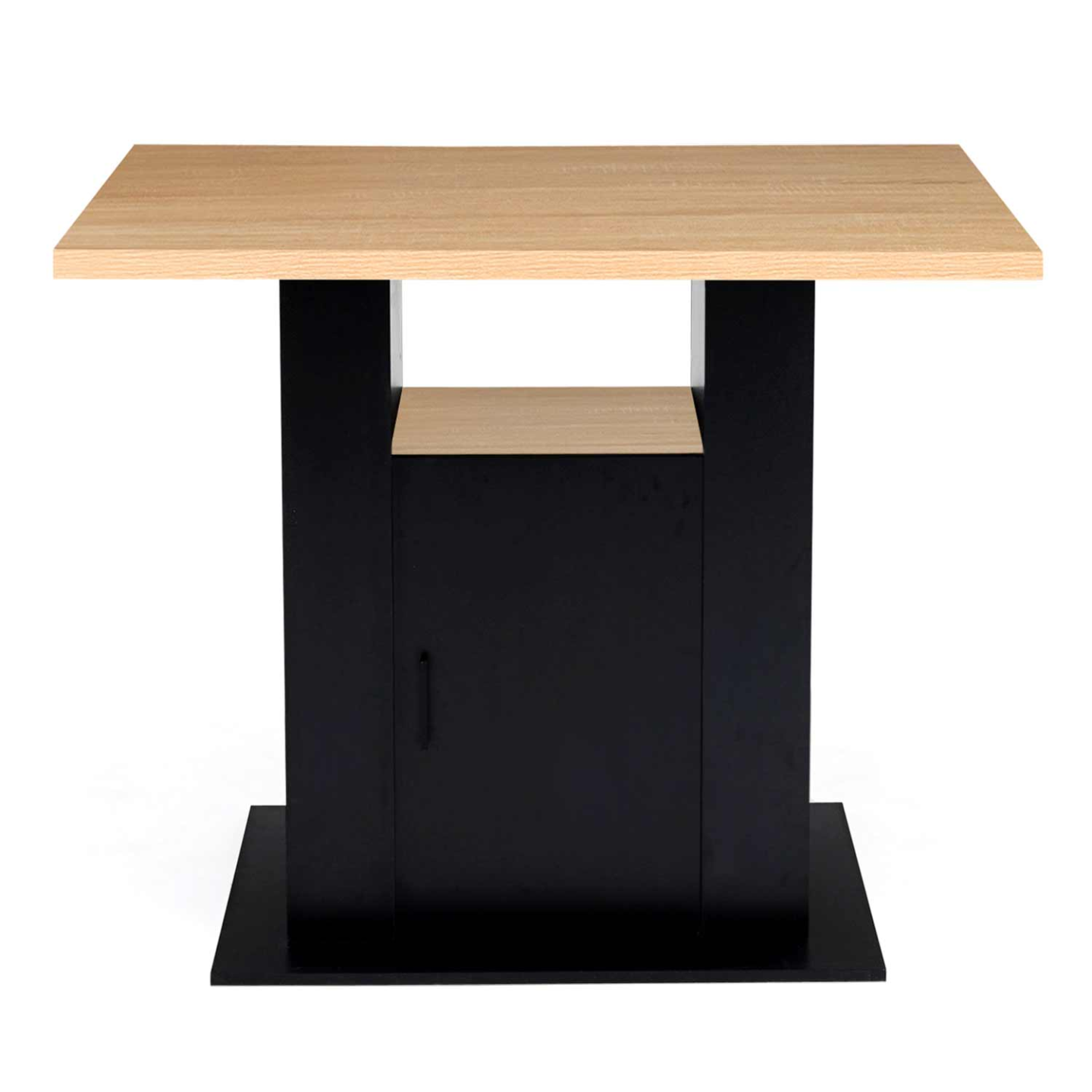 Ilot central UGO 110 cm bois noir et imitation hêtre avec rangements - Image 3