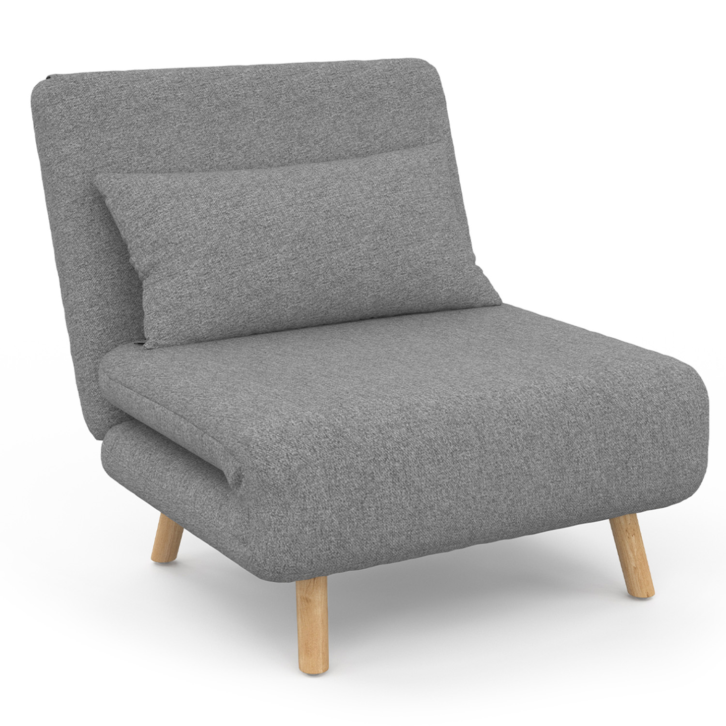 Fauteuil convertible ROMEO lit d'appoint 1 place 80x190 cm tissu gris clair - Image 2