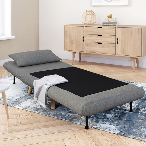 Fauteuil convertible ROMEO lit d'appoint 1 place 80x190 cm tissu gris clair - Image 8