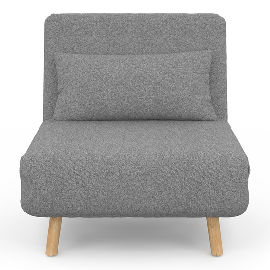 Fauteuil convertible ROMEO lit d'appoint 1 place 80x190 cm tissu gris clair - Image 4