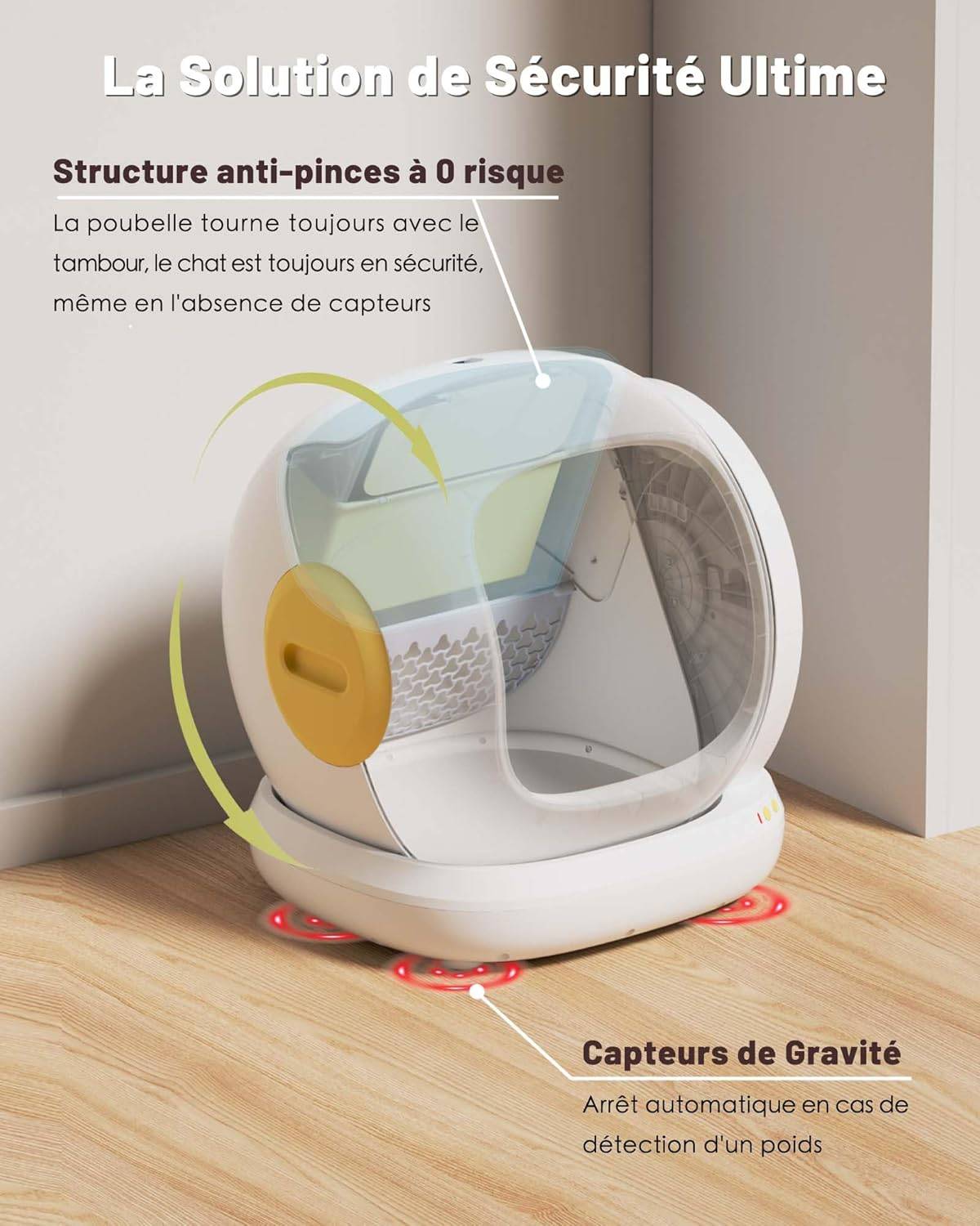 UBPet C20 Bac à Litière Chat Autonettoyante, Grande Ouverture, Contrôle APP, Ultra Sûr, Anti-Odeur, Entrée Basse, Électrique - Image 6