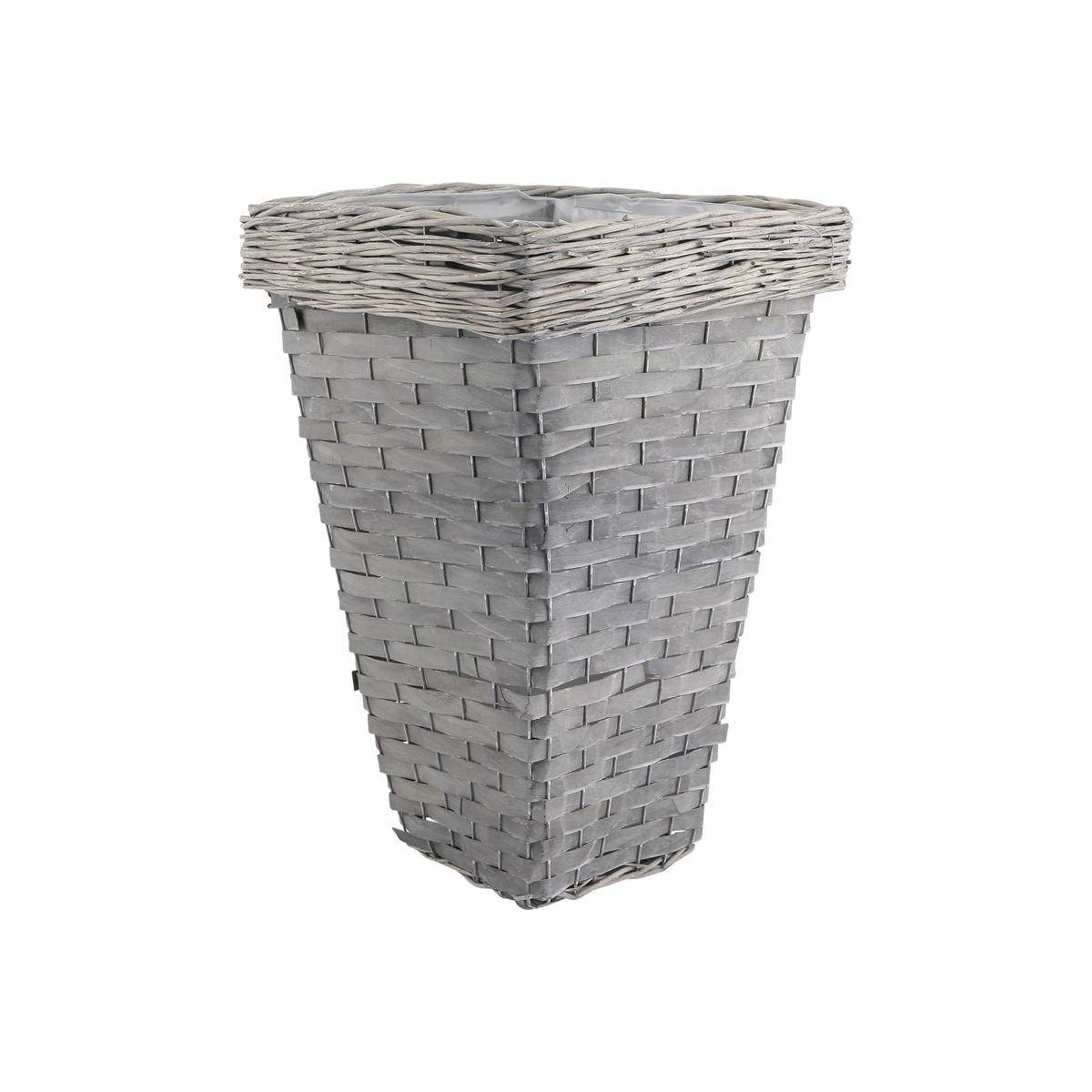 Aubry Gaspard - Pot de fleurs carré en bois et osier gris - Imagen 1