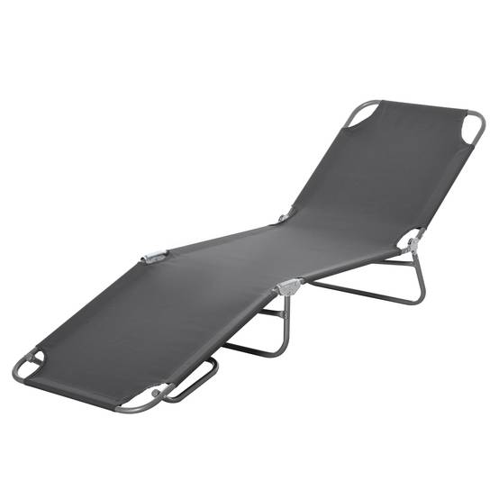 Sans Marque - Transat pliant dossier inclinable 5 positions, chaise longue jardin en tissu Oxford respirant, pour plage piscine jardin, 187x55x24 cm, gris - Image 1