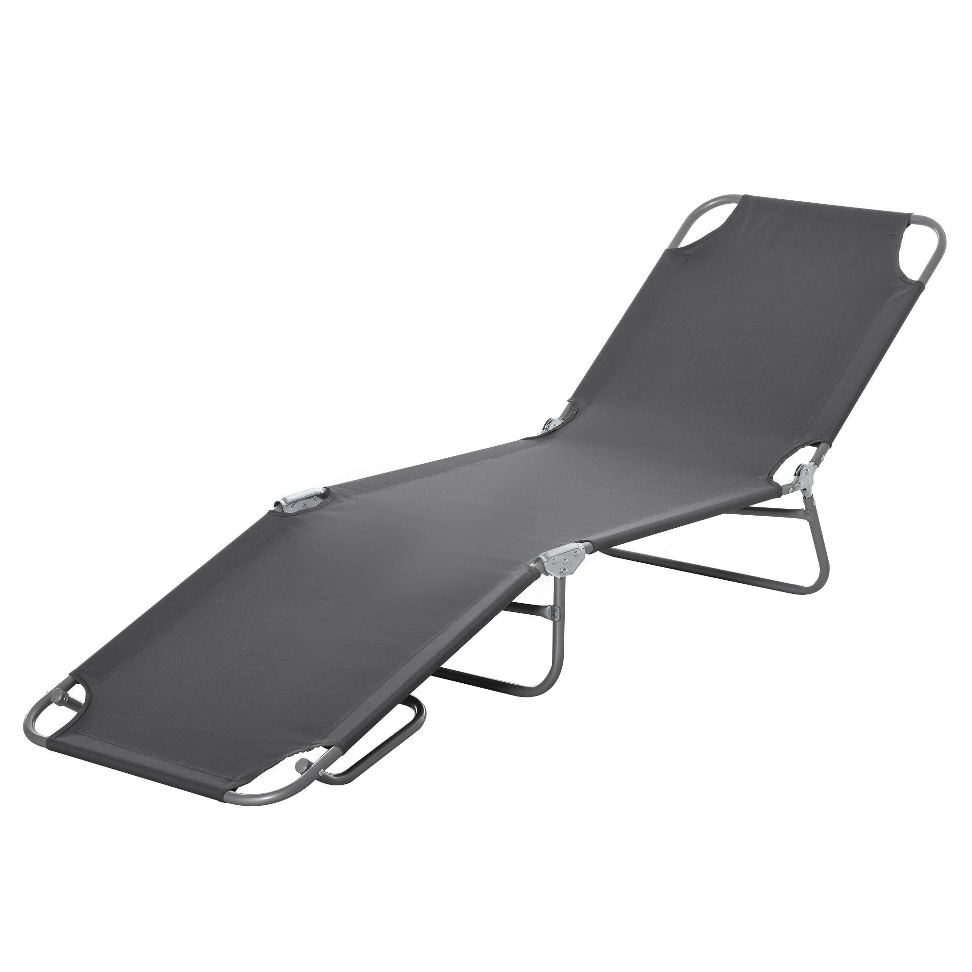 Sans Marque - Transat pliant dossier inclinable 5 positions, chaise longue jardin en tissu Oxford respirant, pour plage piscine jardin, 187x55x24 cm, gris - Image 1