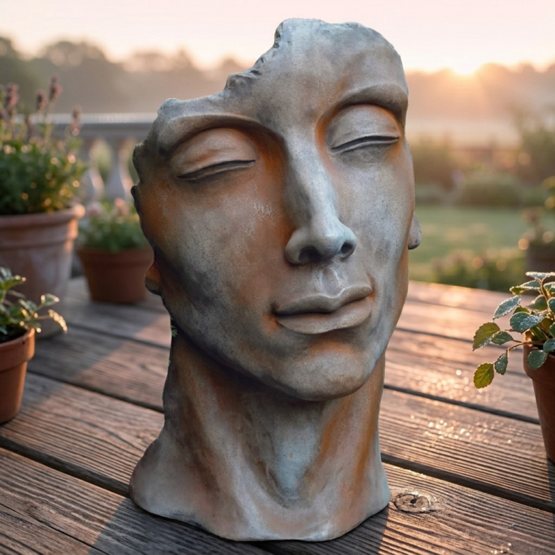 Jardinex - Statue visage homme extérieur petit format - Rouille 53 cm - Jardinex - Imagen 2