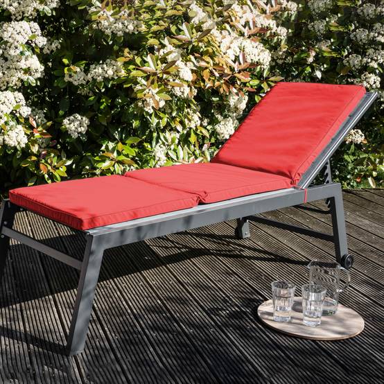 Oviala - Lot de 2 coussins bain de soleil polyester rouge 186 x 53 x 5 cm Picchu - Oviala - Imagen 6
