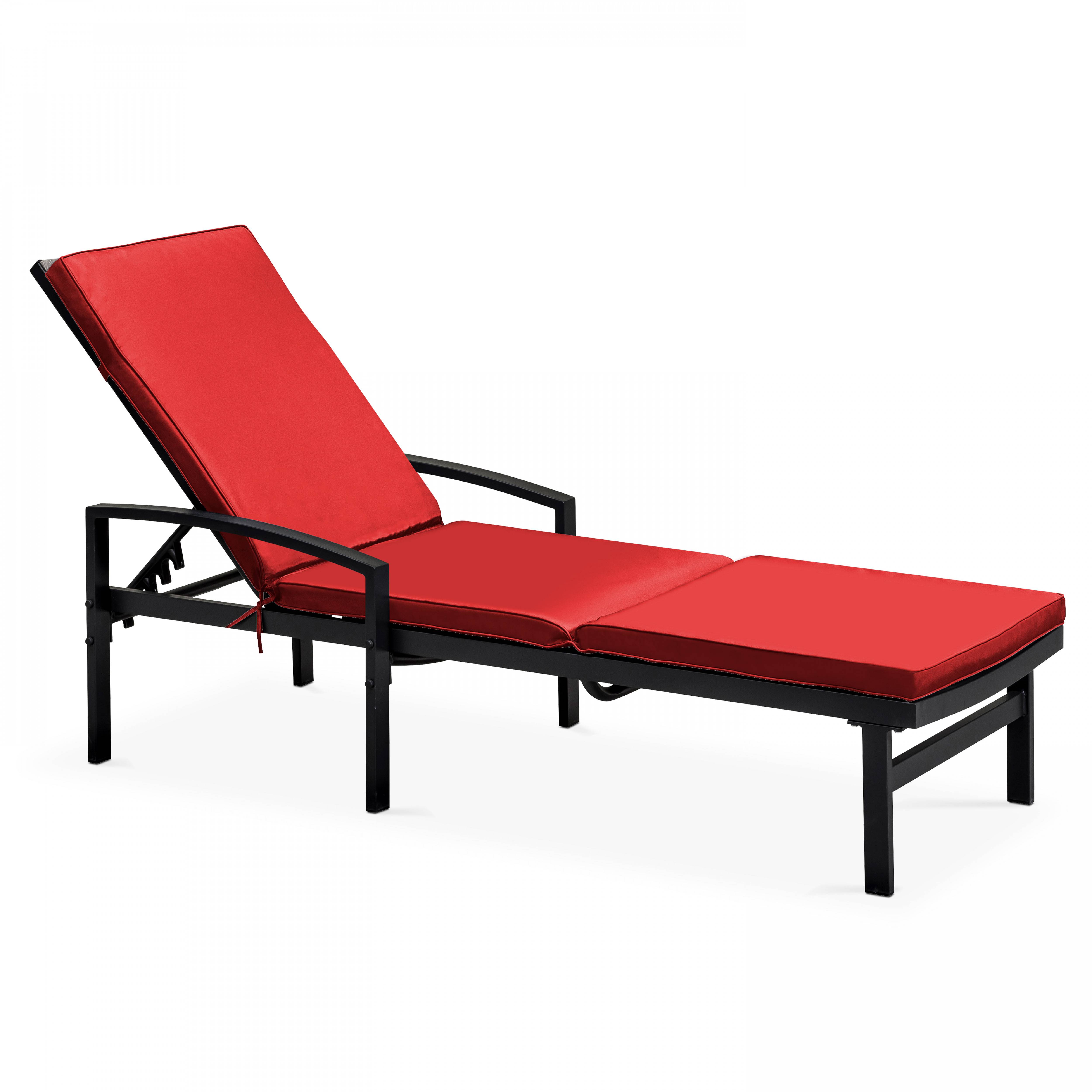 Oviala - Lot de 2 coussins bain de soleil polyester rouge 186 x 53 x 5 cm Picchu - Oviala - Imagen 2