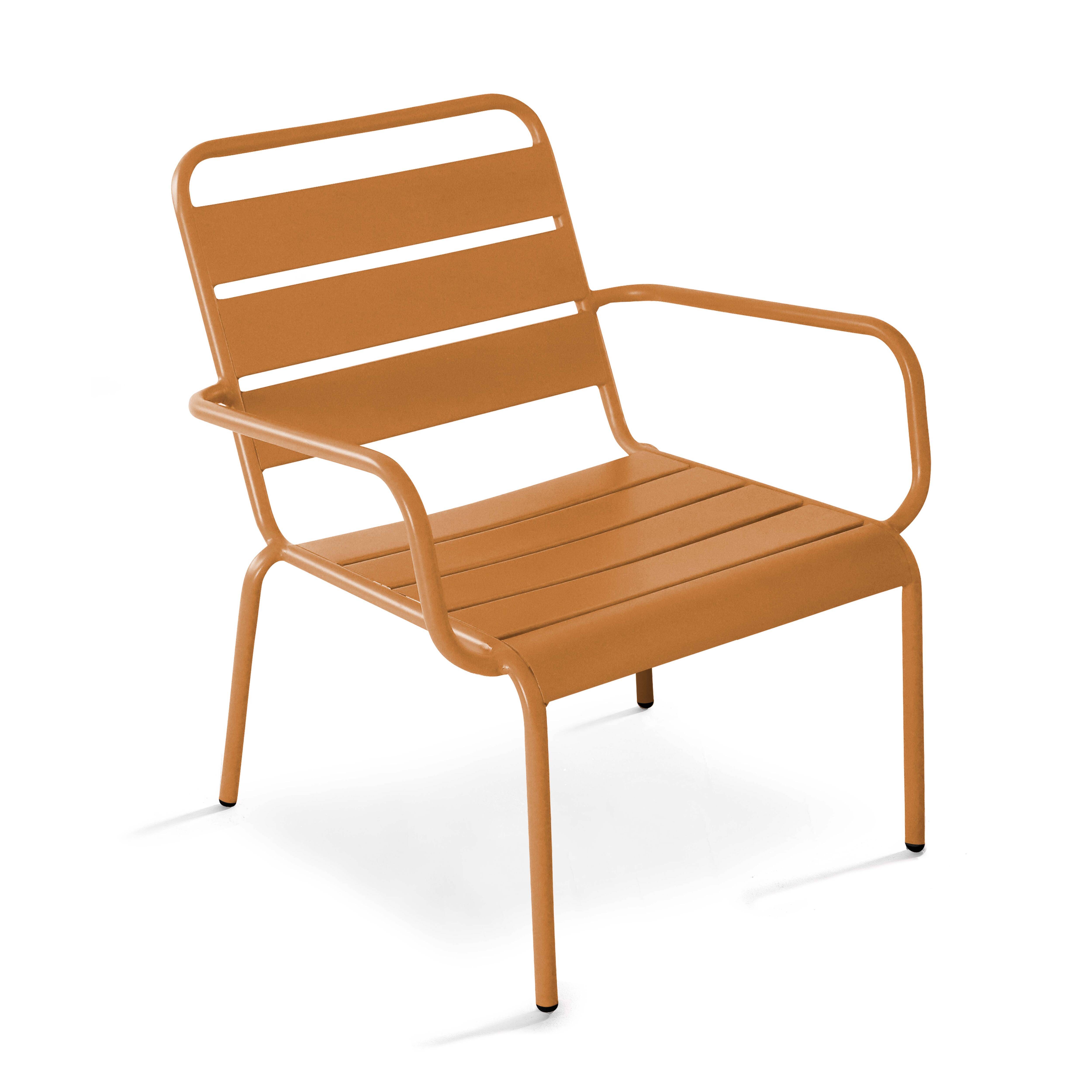 Oviala - Fauteuil de jardin bas relax acier caramel Palavas - Oviala