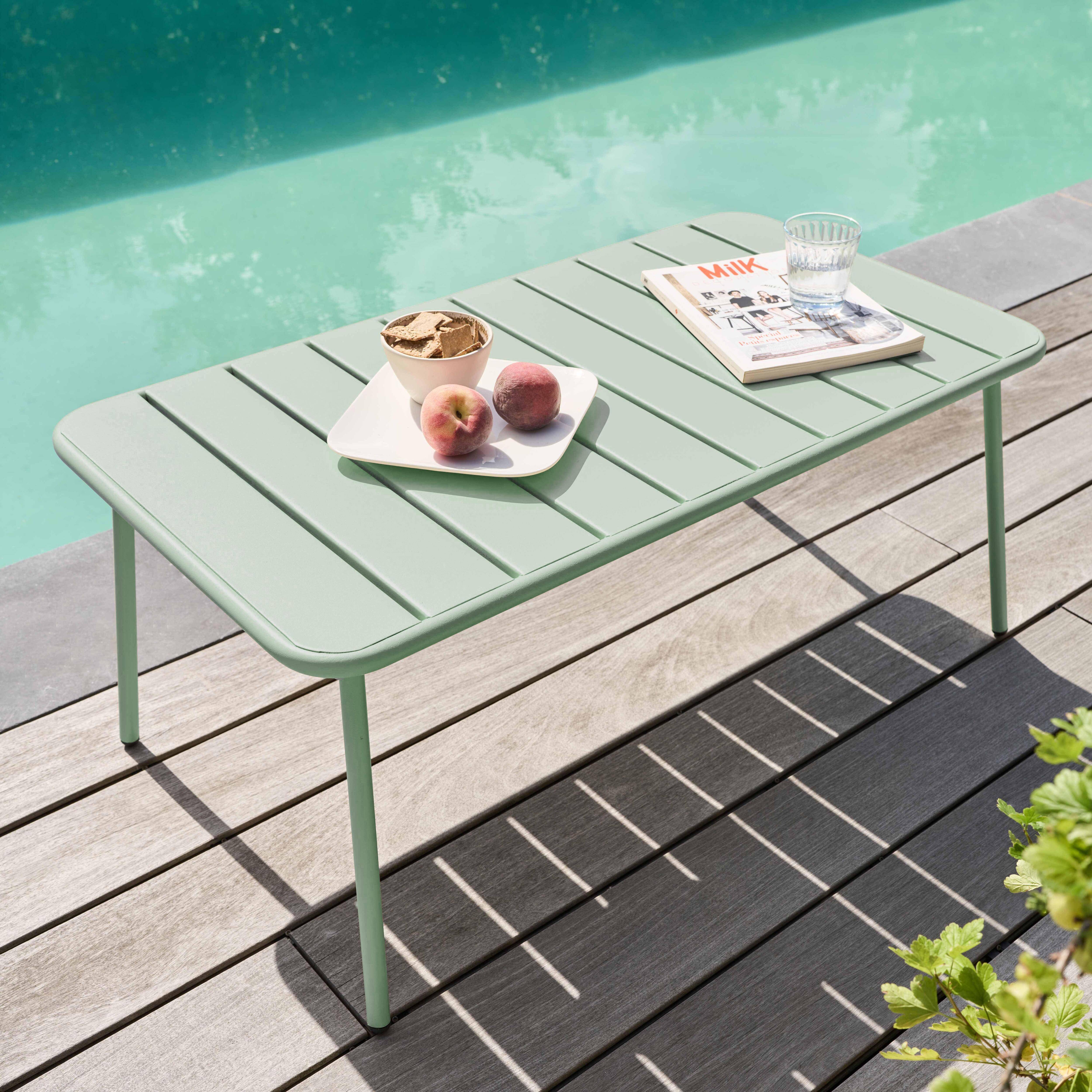 Oviala - Table basse de jardin acier vert sauge 90 x 50 cm Palavas - Oviala - Imagen 2